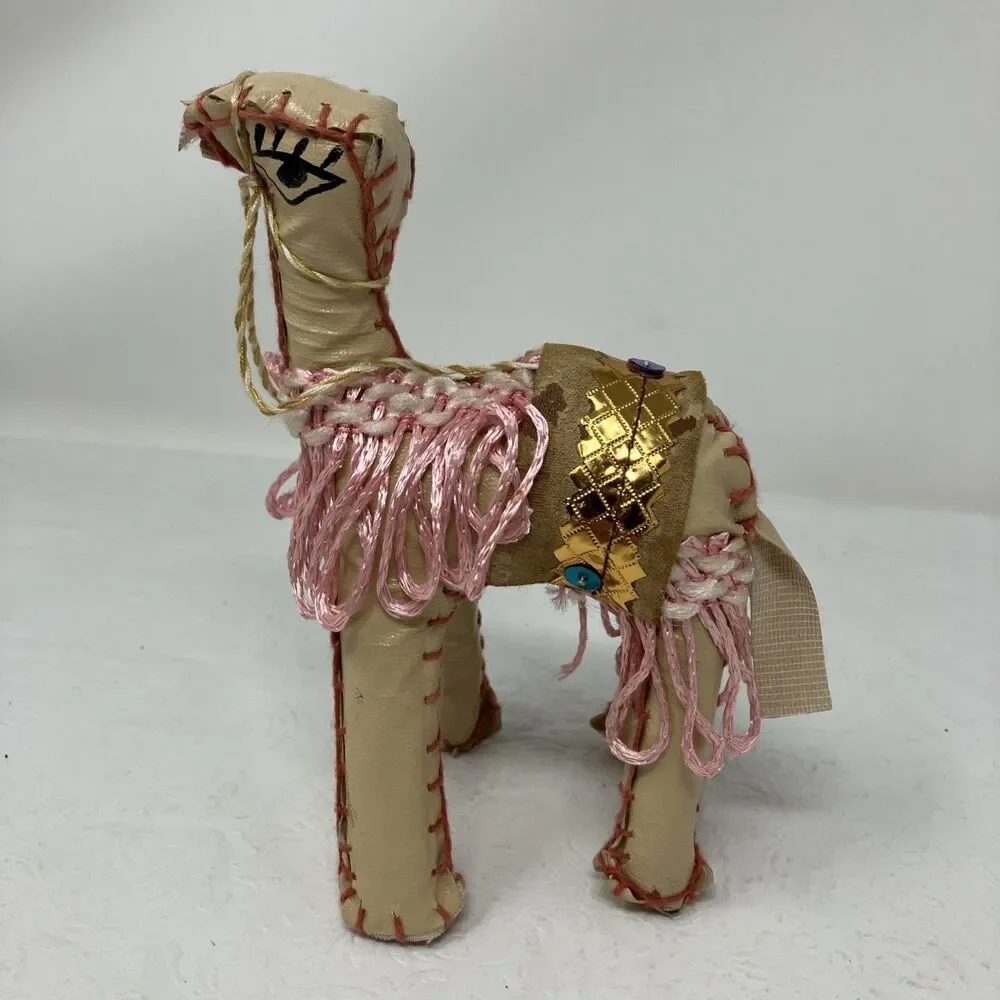 Arabian Folk Art Hand Sewn Stuffed Leather CAMEL Vintage 1960s 70s 6”